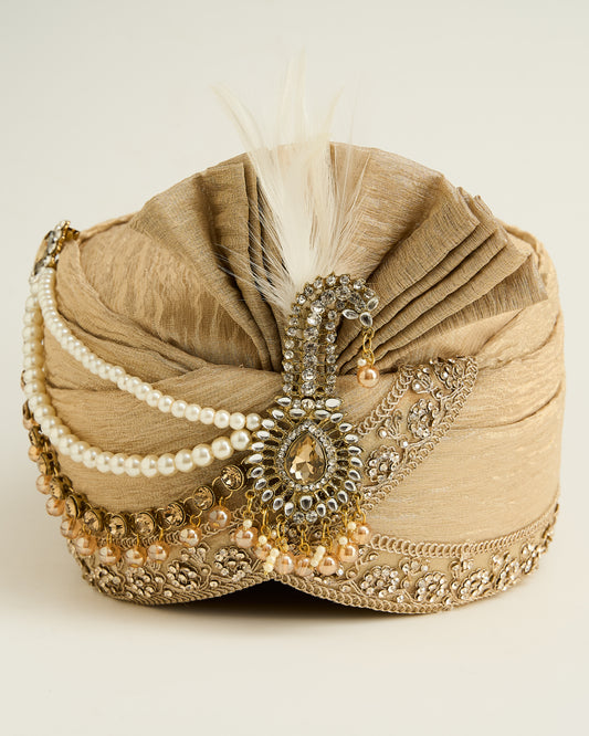 Royal Maharaja Wedding Safa – Champagne Gold