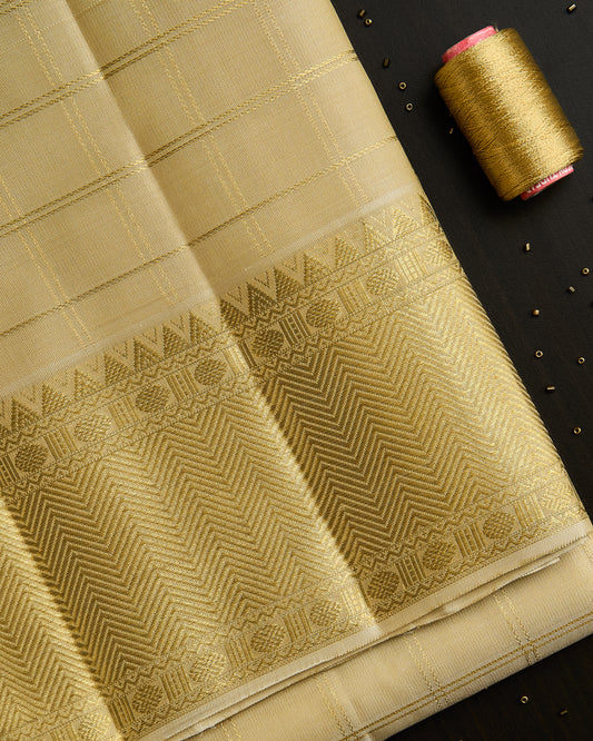 Pure Kanchipuram Silk Checked Dhoti set 9*5 + 2.50 (3in1)
