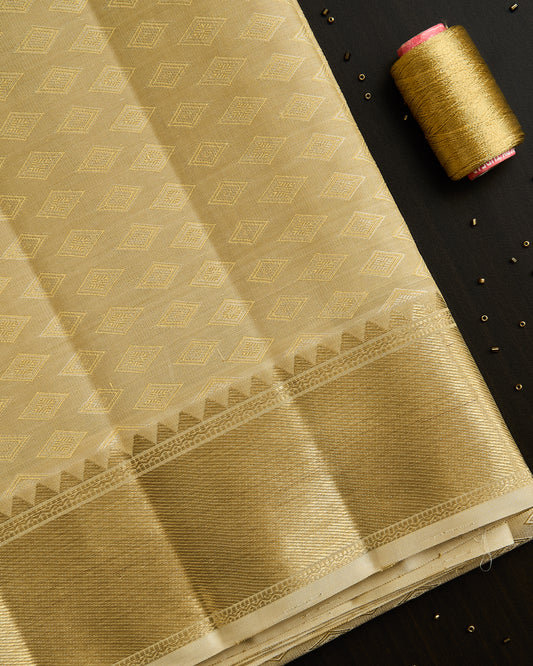 Pure Kanchipuram Silk Diamond border Dhoti set 9*5 + 2.50 (3in1)