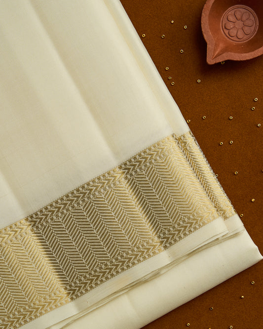 Pure Kanchipuram Silk 3” border Dhoti set 9*5 + 2.50 (3in1)