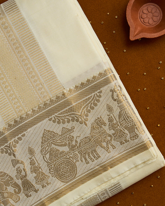 Semi Silk Pallaku Border Dhoti set 8*4 + 2.50 (3in1)