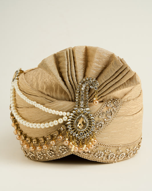 Royal Maharaja Wedding Safa – Champagne Gold