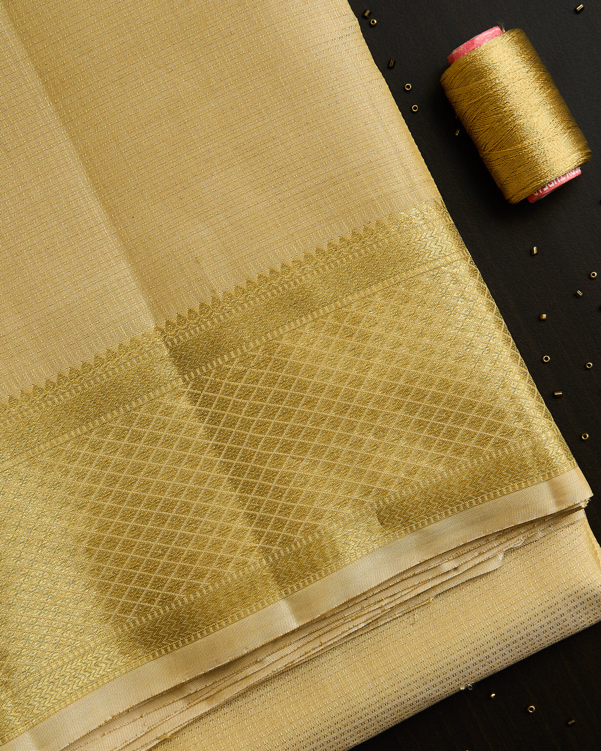 Pure Kanchipuram Silk Vaira Oosi Dhoti set 9*5 + 2.50 (3in1)