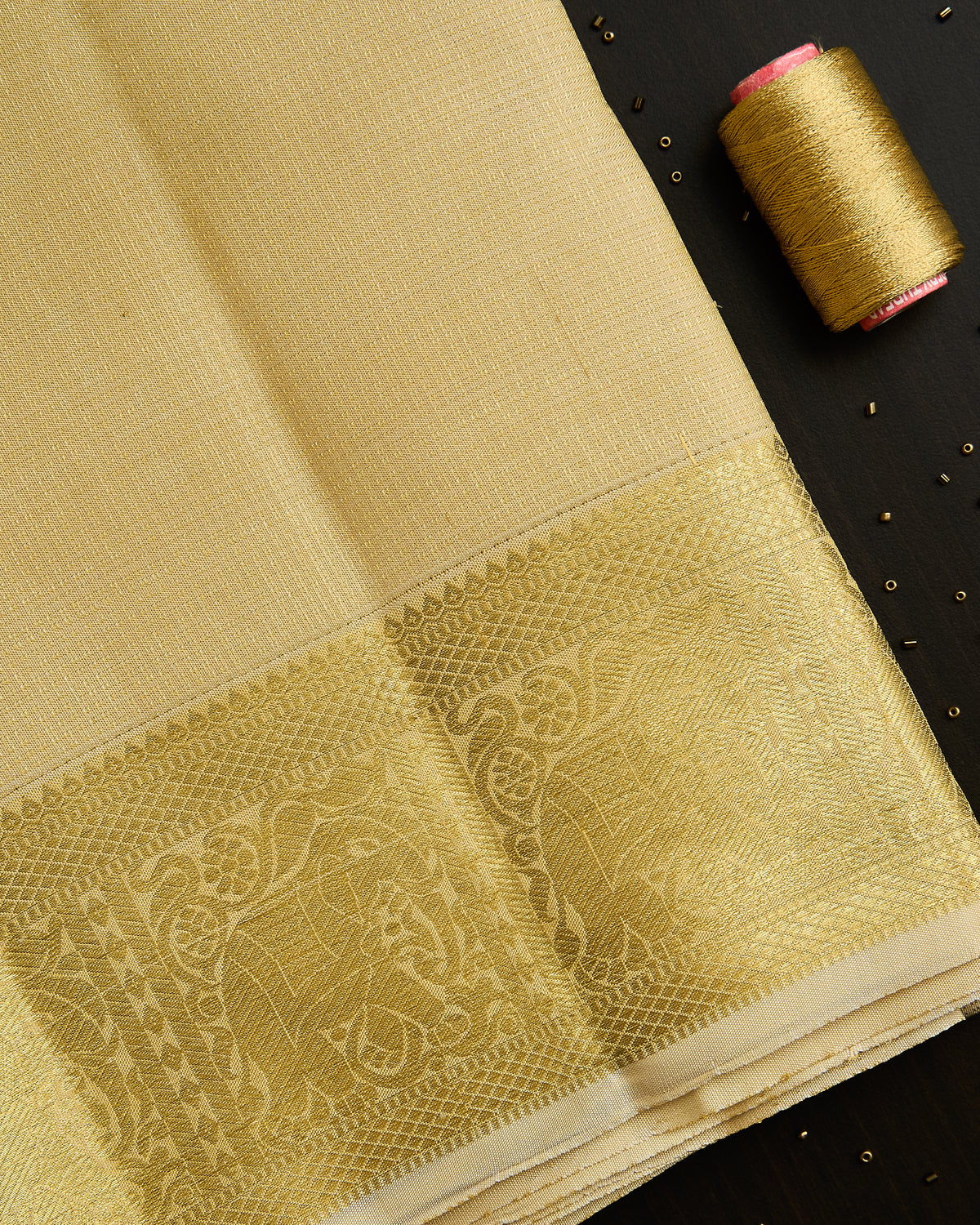 Pure Kanchipuram Silk Vaira Oosi Elephant Border Dhoti set 9*5 + 2.50 (3in1)