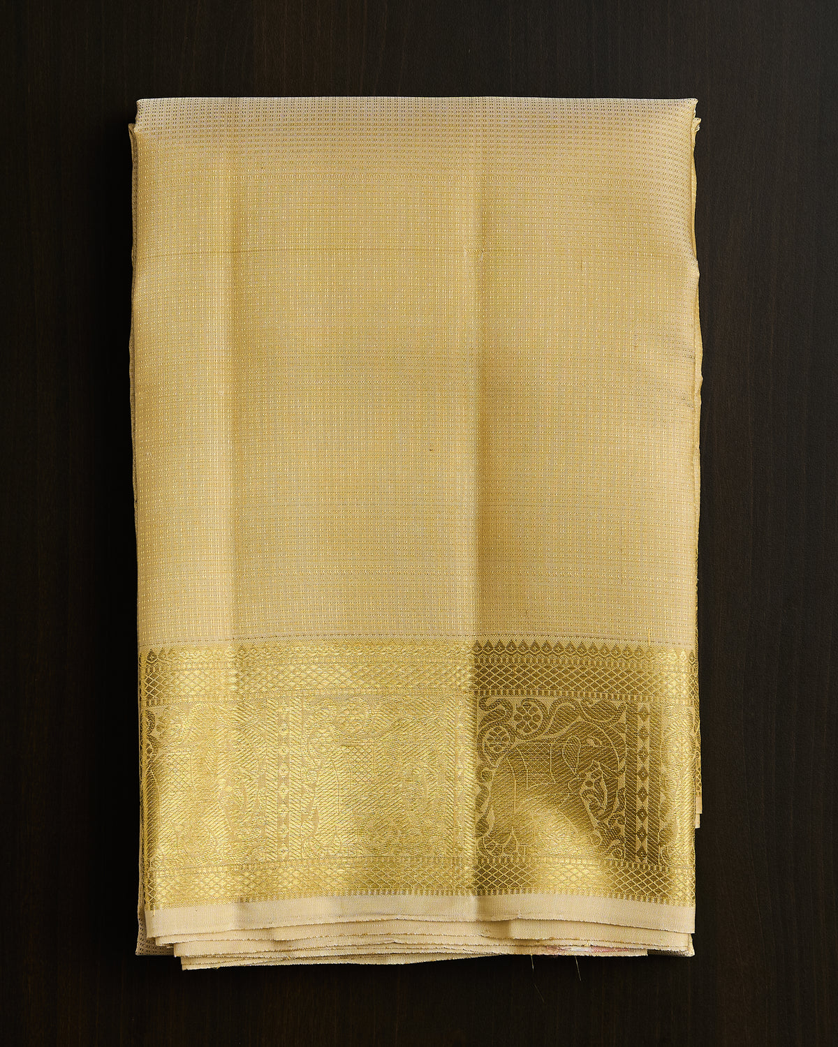 Pure Kanchipuram Silk Vaira Oosi Elephant Border Dhoti set 9*5 + 2.50 (3in1)