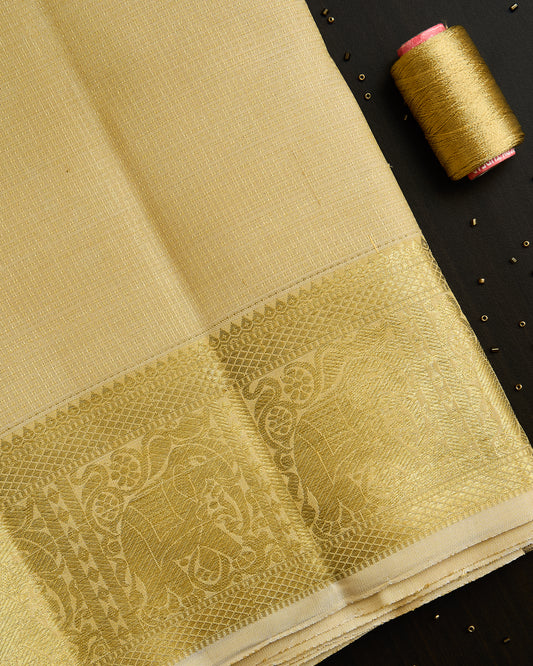 Pure Kanchipuram Vaira Oosi Elephant border silk Dhoti set 9*5 + 2.50