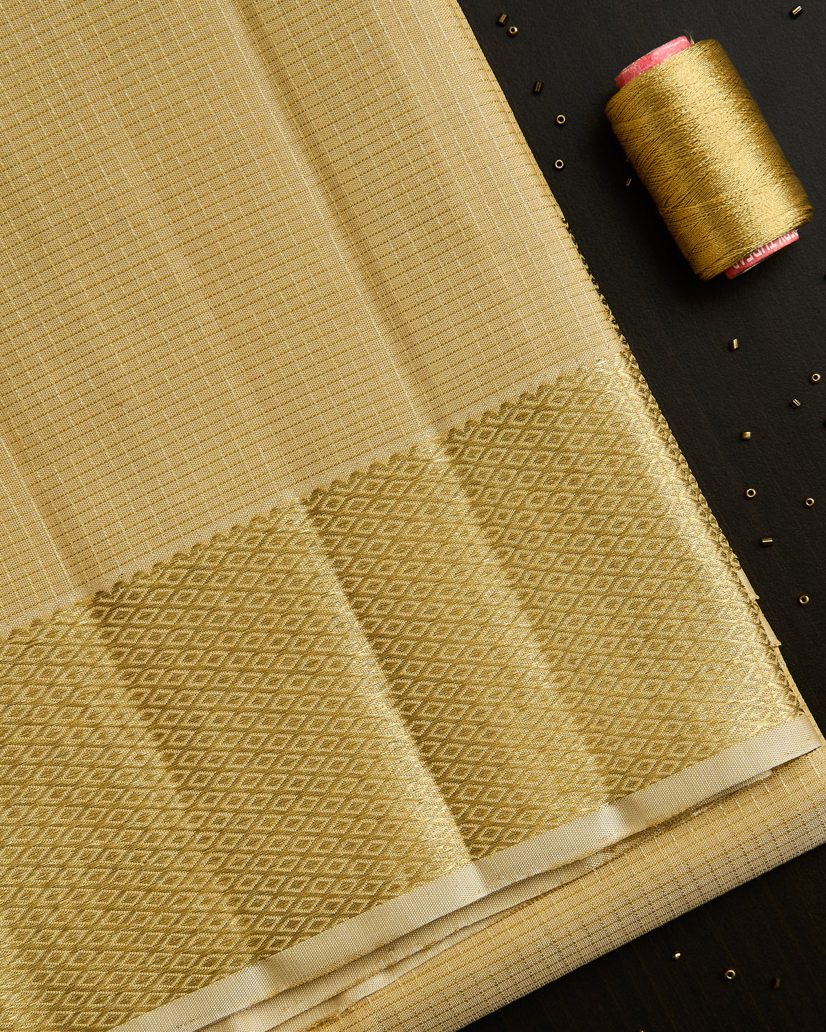 Pure Kanchipuram Silk Vaira Oosi Dhoti set 9*5 + 2.50 (3in1)