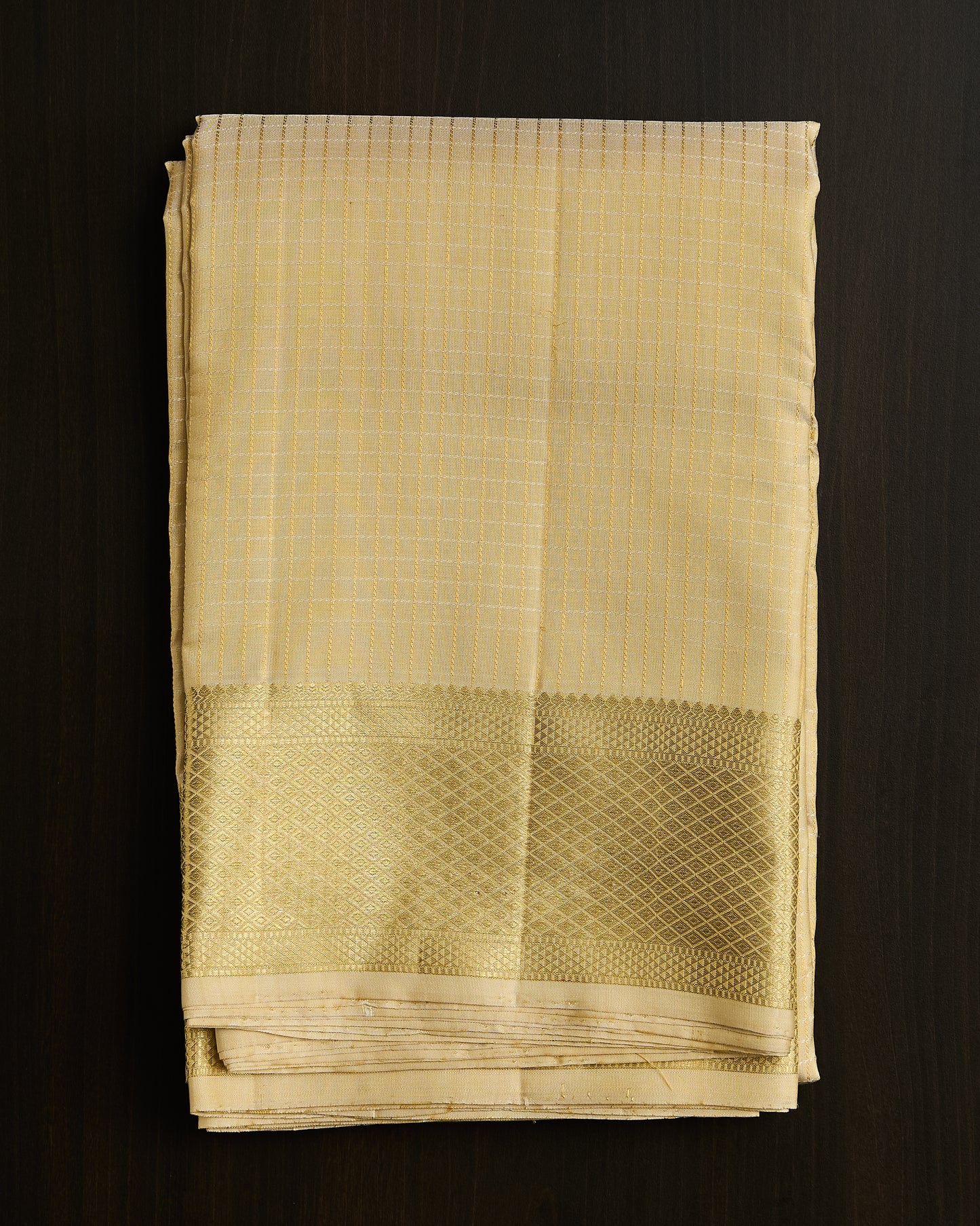Pure Kanchipuram Micro checks silk Dhoti set 9*5 + 2.50