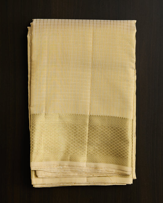 Pure Kanchipuram Silk Micro Checks Dhoti set 9*5 + 2.50 (3in1)