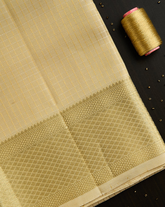 Pure Kanchipuram Micro checks silk Dhoti set 9*5 + 2.50