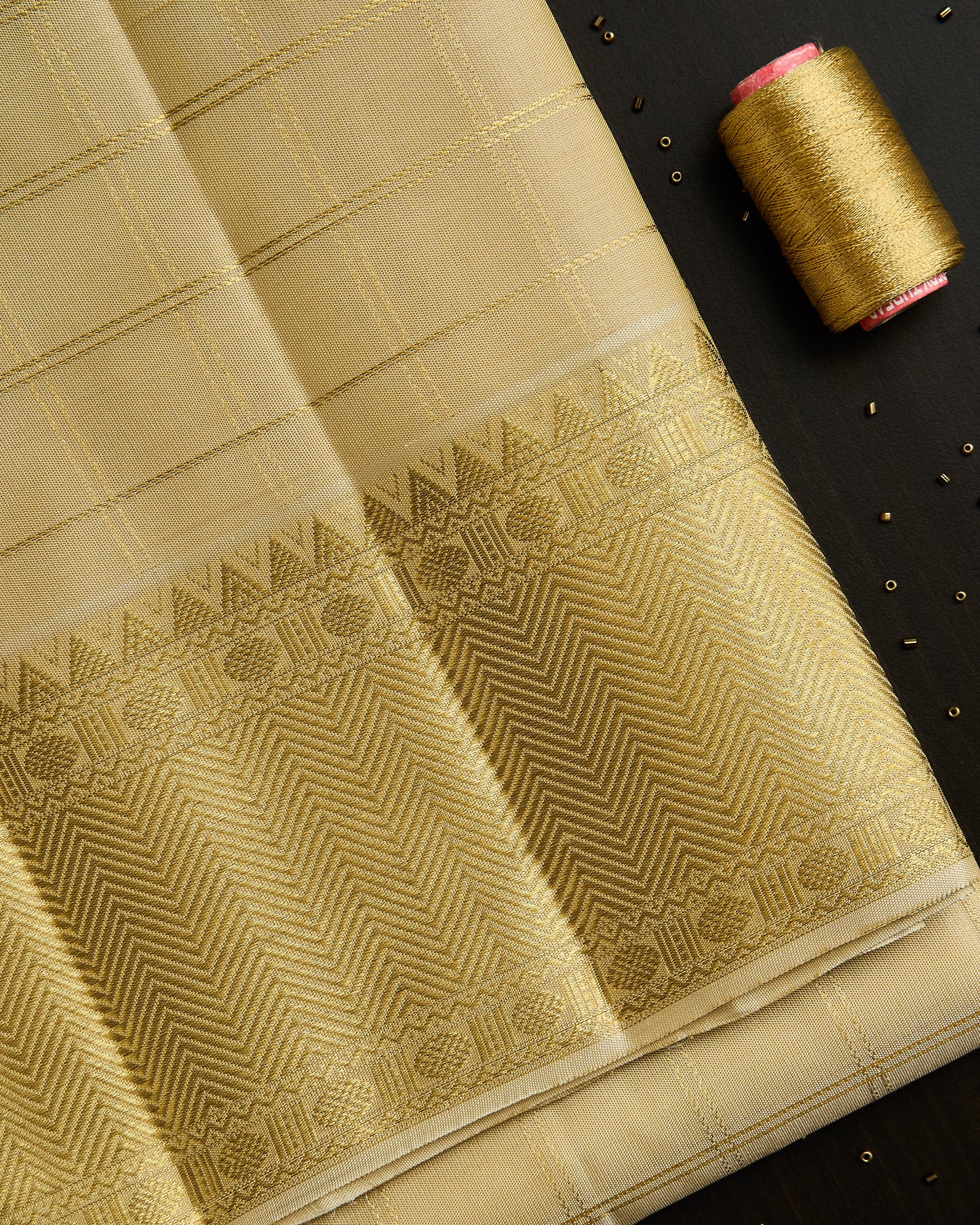 Pure Kanchipuram Checked silk Dhoti set 9*5 + 2.50