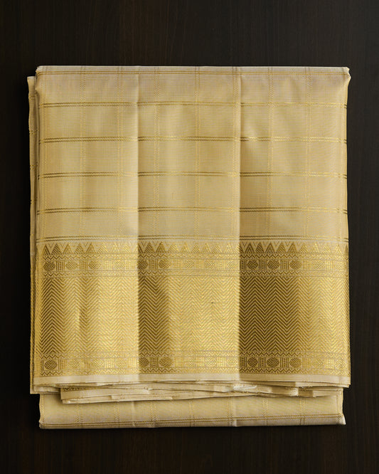 Pure Kanchipuram Silk Checked Dhoti set 9*5 + 2.50 (3in1)