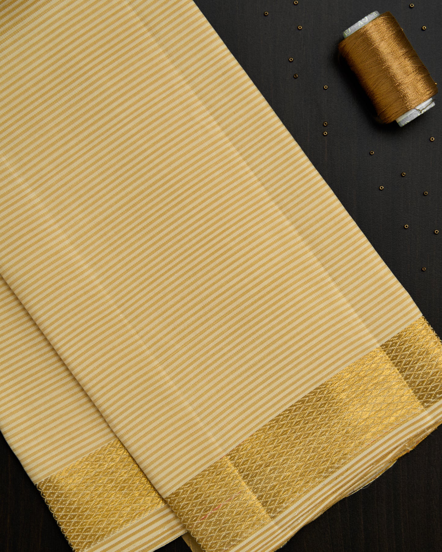 Pure Kanchipuram Silk Horizontal Lines Dhoti set 9*5 + 2.50 (3in1)