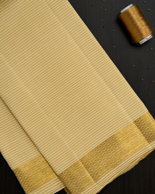 Pure Kanchipuram Silk Horizontal Lines Dhoti set 9*5 + 2.50 (3in1)