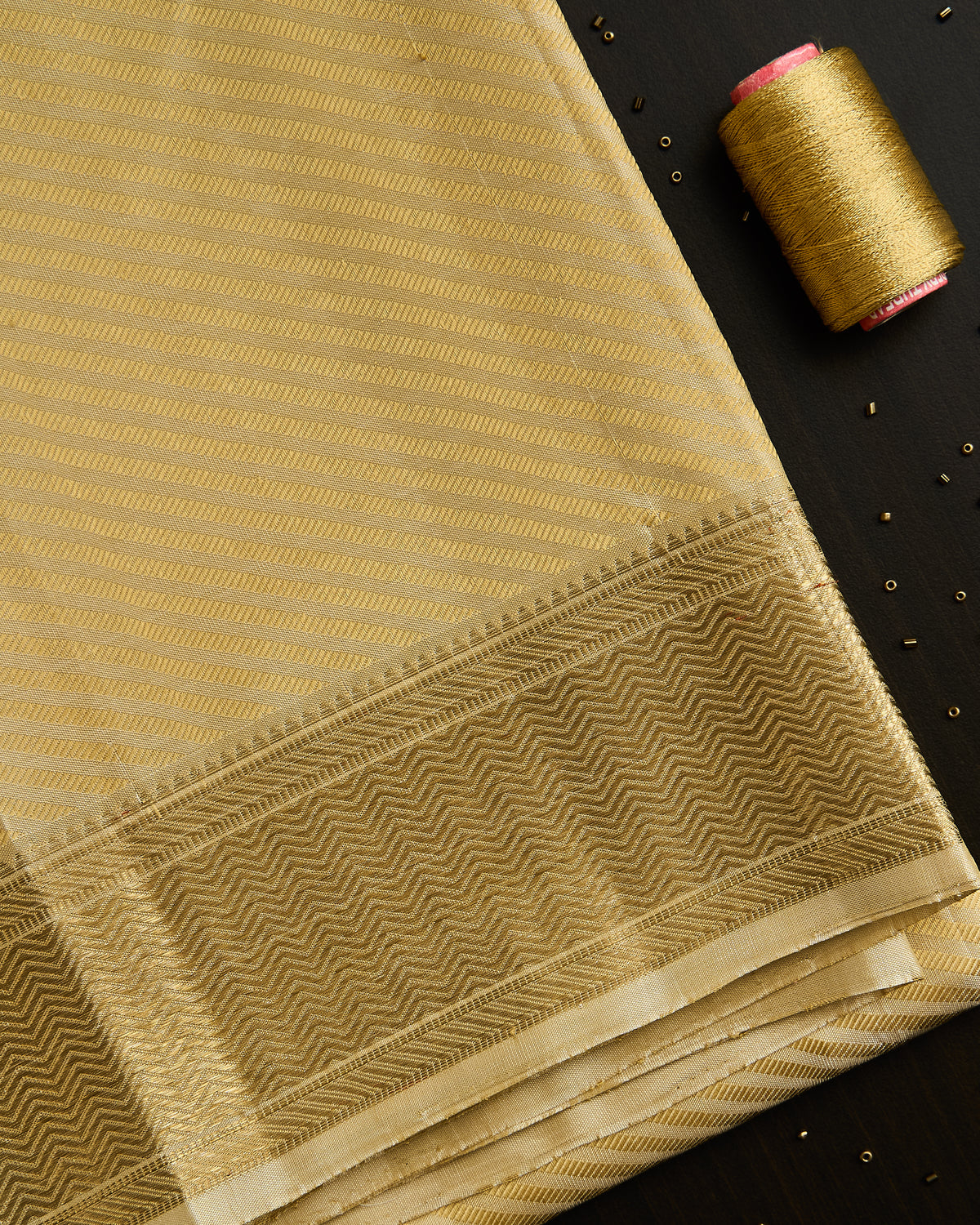 Pure Kanchipuram Silk Diagonal Stripes Dhoti set 9*5 + 2.50 (3in1)