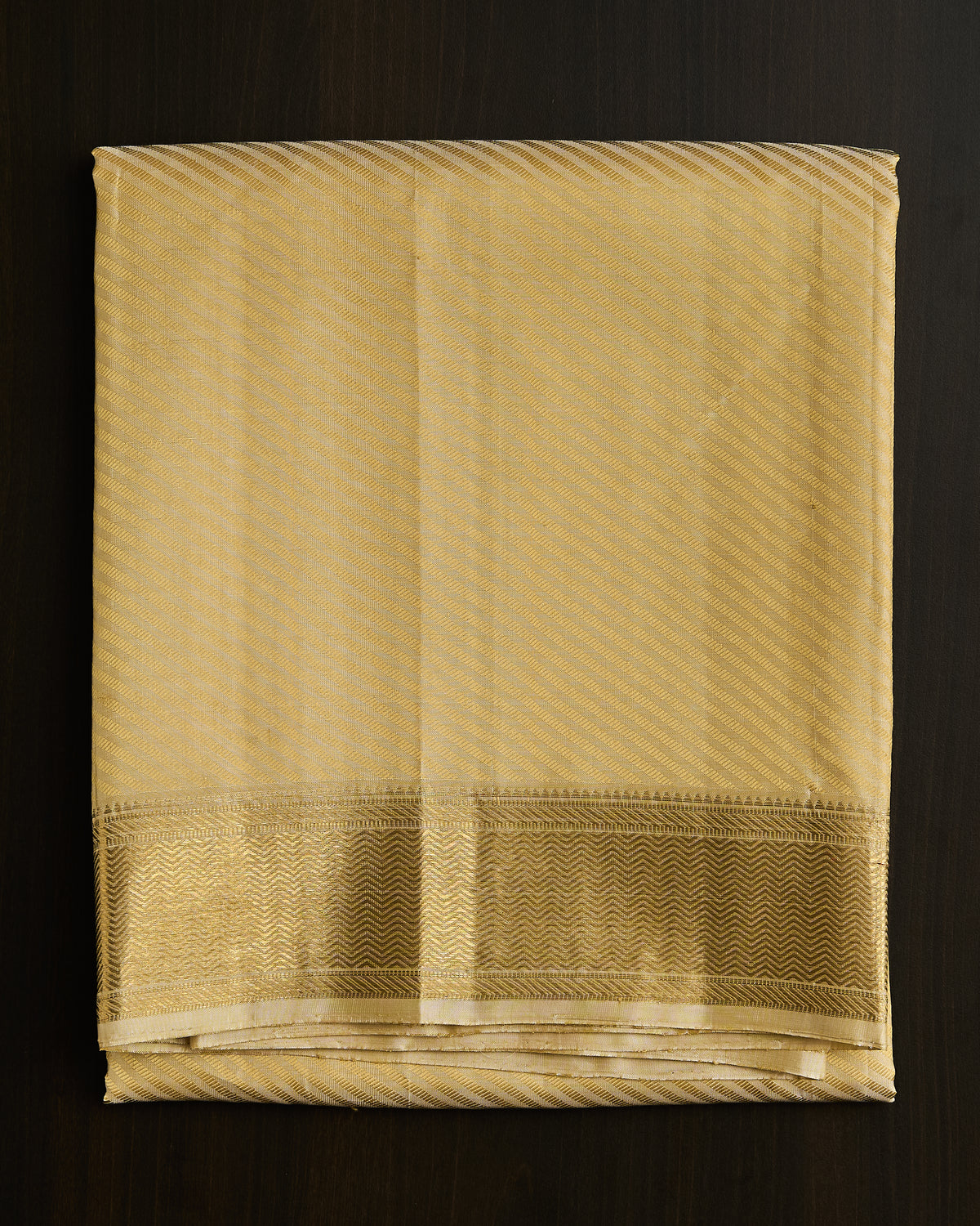 Pure Kanchipuram Silk Diagonal Stripes Dhoti set 9*5 + 2.50 (3in1)