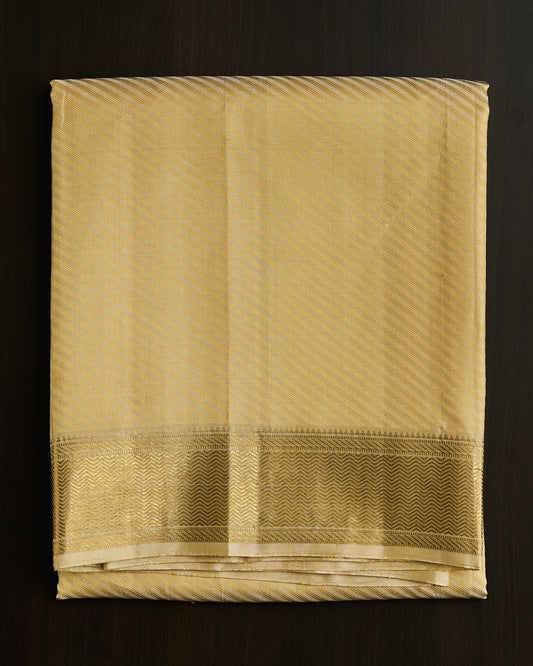 Pure Kanchipuram Silk Diagonal Stripes Dhoti set 9*5 + 2.50 (3in1)