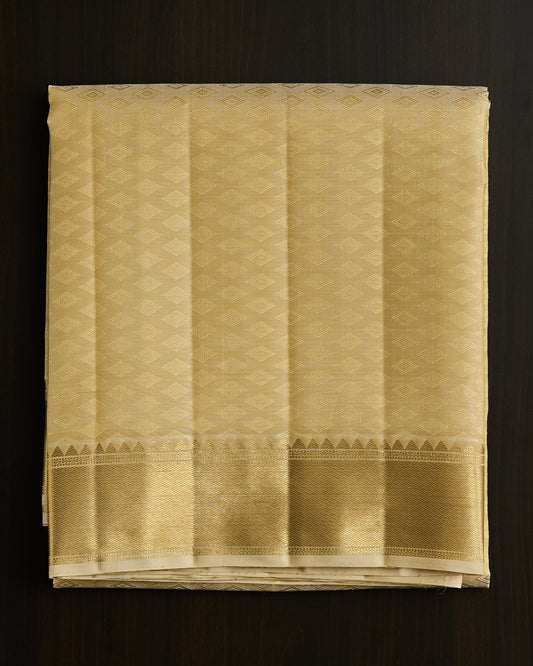 Pure Kanchipuram Silk Diamond border Dhoti set 9*5 + 2.50 (3in1)