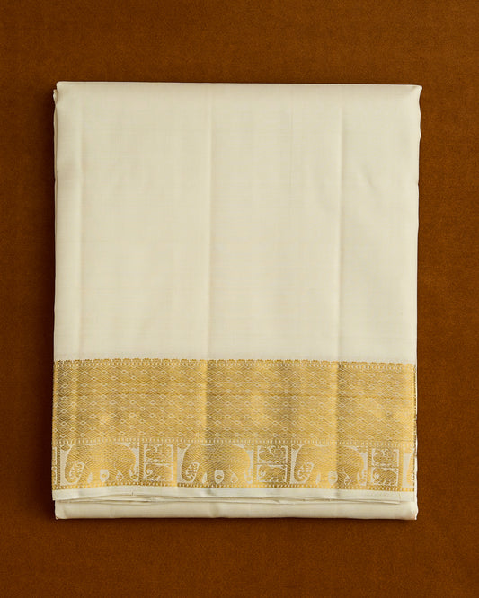 Pure Silk 4” Elephant border Dhoti set 8*4 + 2.50 (3in1)
