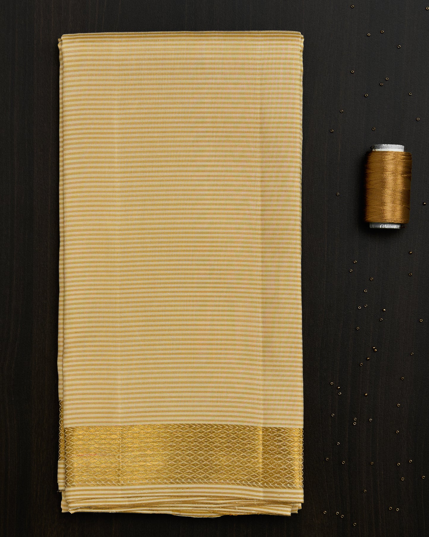 Pure Kanchipuram Silk Horizontal Lines Dhoti set 9*5 + 2.50 (3in1)