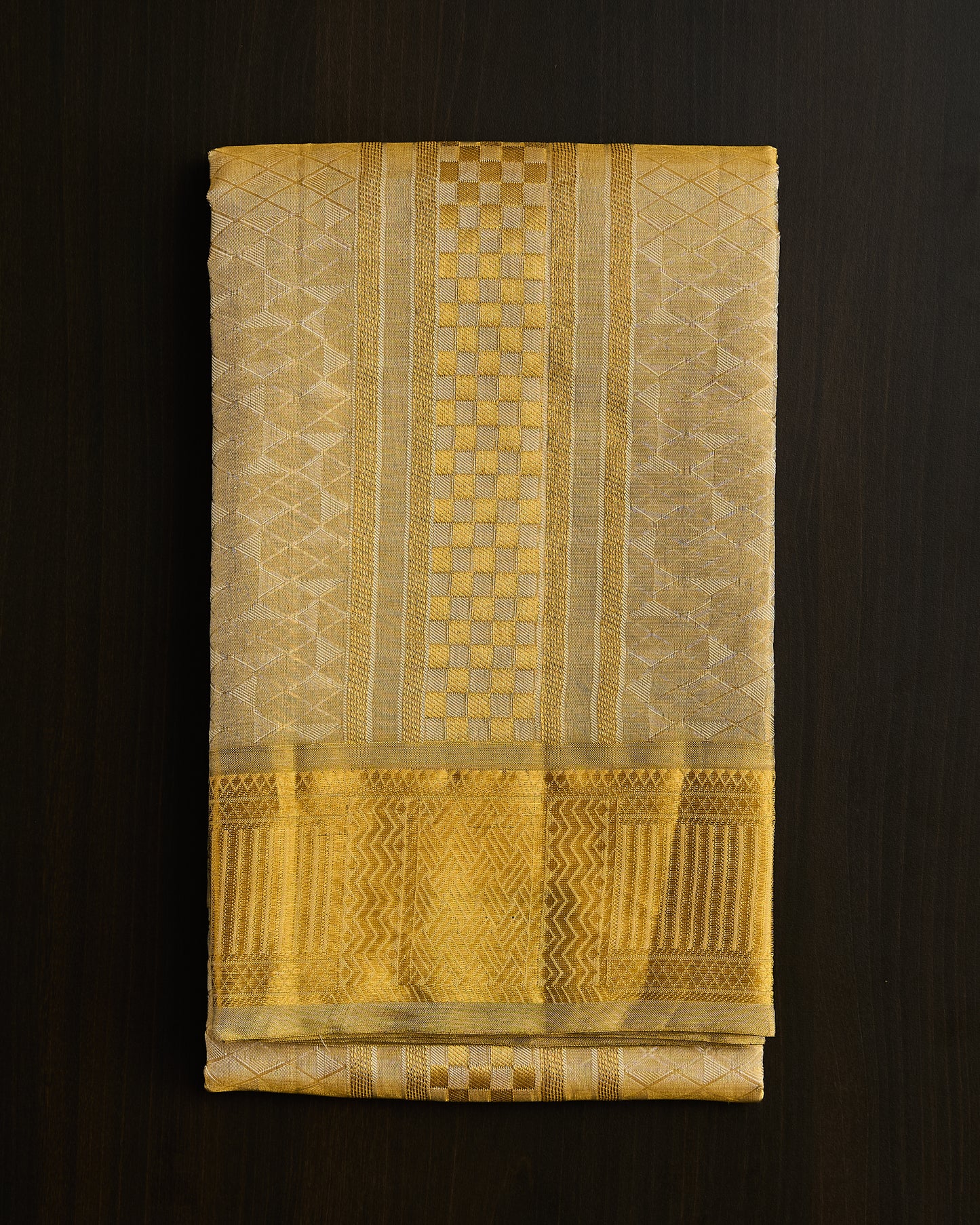 Pure Tissue Silk Embossed Dhoti set 8*4 + 2.50