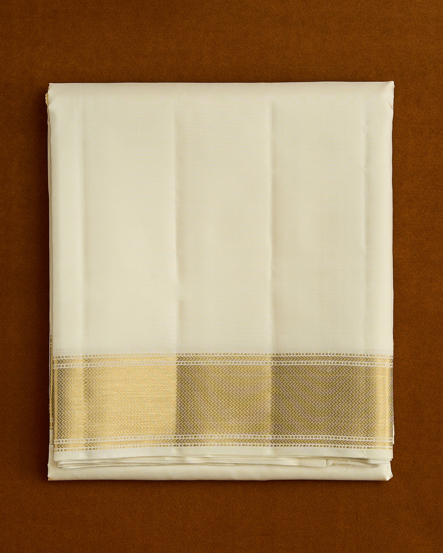 Pure Kanchipuram silk 3” border dhoti set 9*5 +2.50