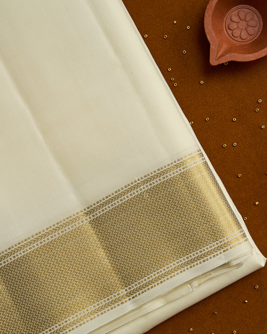 Pure Kanchipuram silk 3” border dhoti set 9*5 +2.50