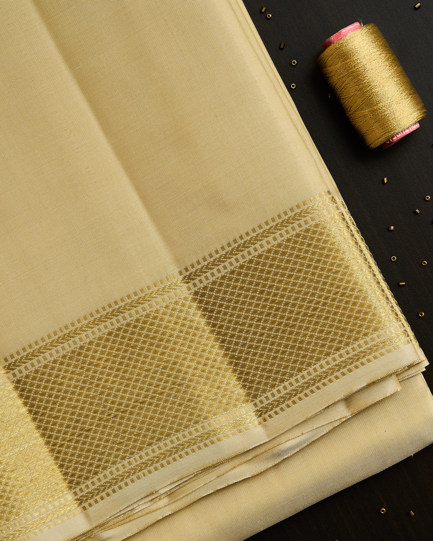 Pure Kanchipuram silk 3” border dhoti set 8*4 +2.50