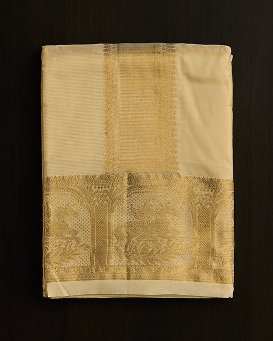 Semi Silk Unicorn Border Dhoti set 8*4 + 2.50 (3in1)