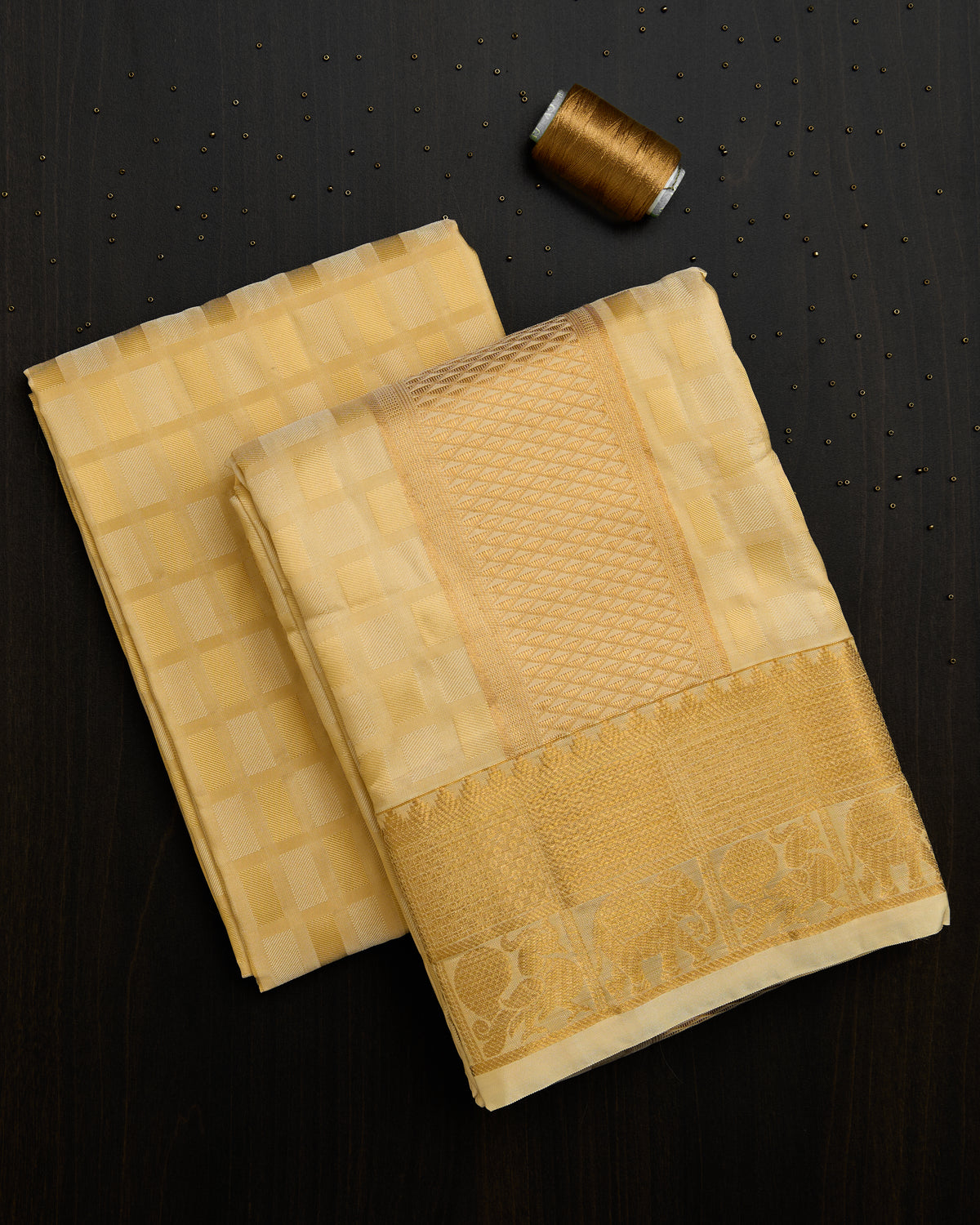 Semi Silk Elephant Peacock Border Dhoti set 8*4 + 2.50 (3in1)
