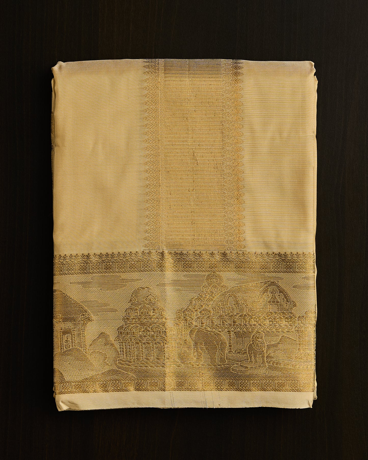 Semi Silk Temple Border Dhoti set 8*4+2.50