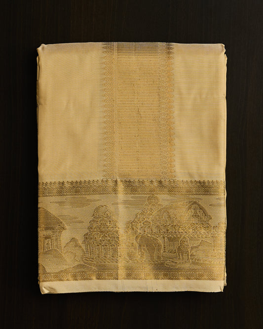 Semi Silk Temple Border Dhoti set 8*4+2.50