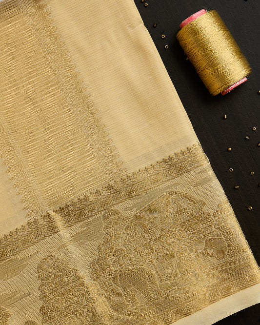 Semi Silk Temple Border Dhoti set 8*4+2.50