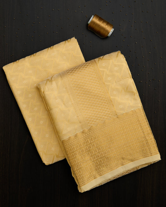 Semi Silk Embossed Dhoti set 8*4 + 2.50 (3in1)