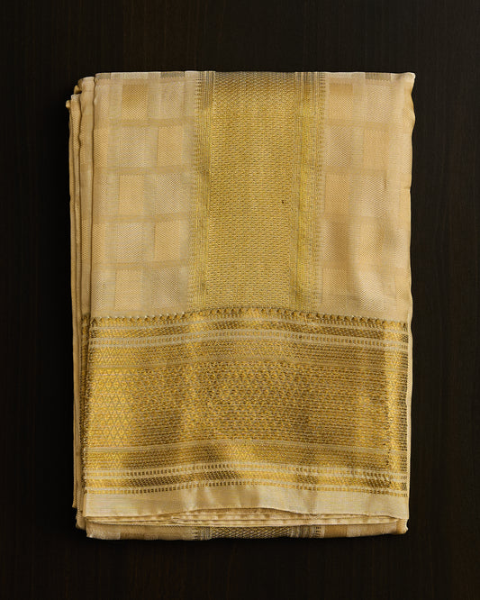 Semi Silk Embossed Dhoti set 8*4 + 2.50 (3in1)