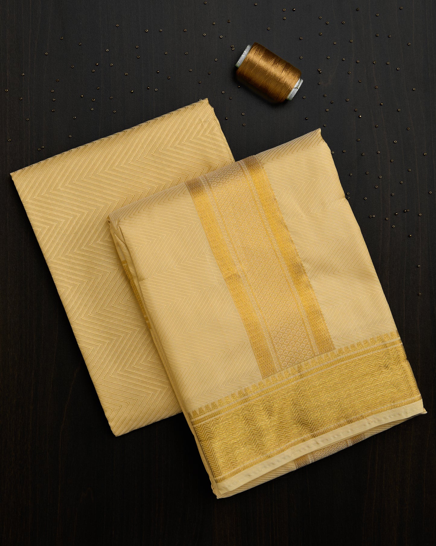 Semi Silk Embossed Dhoti set 8*4 + 2.50 (3in1)