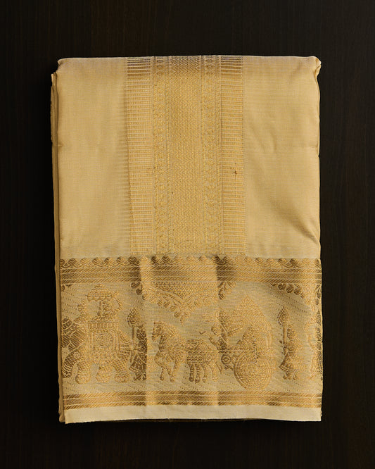 Semi Silk Pallaku Border Dhoti set 8*4 + 2.50 (3in1)