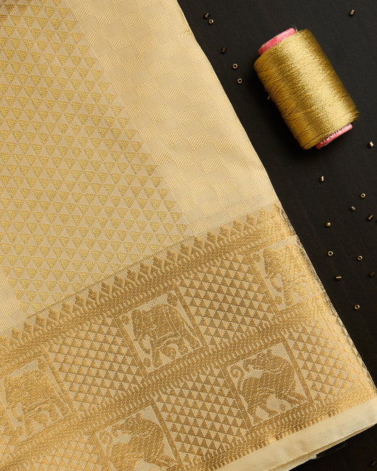 Semi Silk Elephant Yazhi Embossed Dhoti set 8*4+2.50