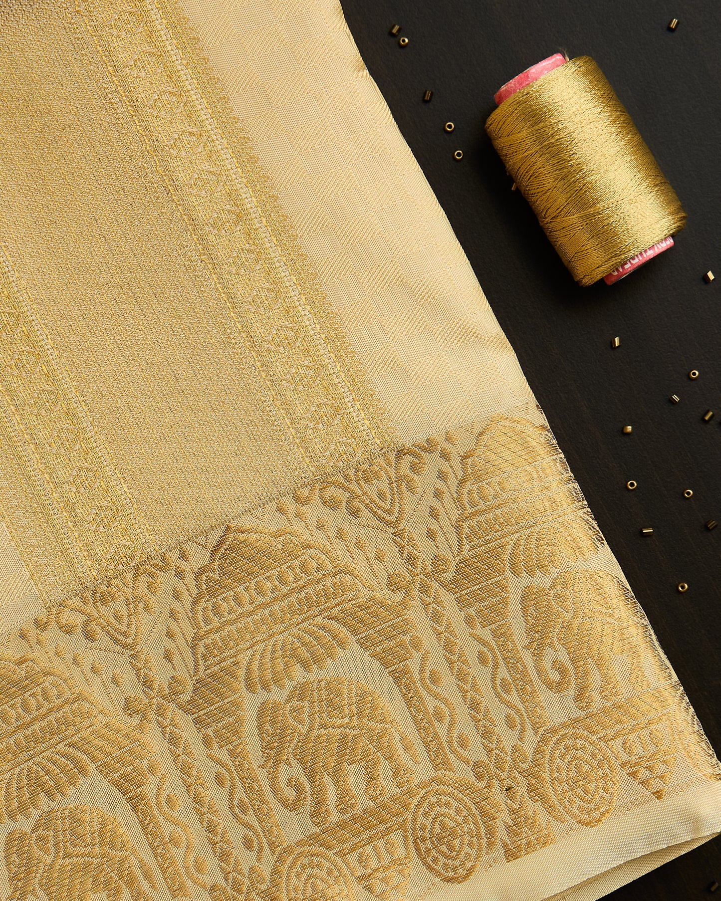 Semi Silk Elephant Border Embossed Dhoti set 8*4+2.50
