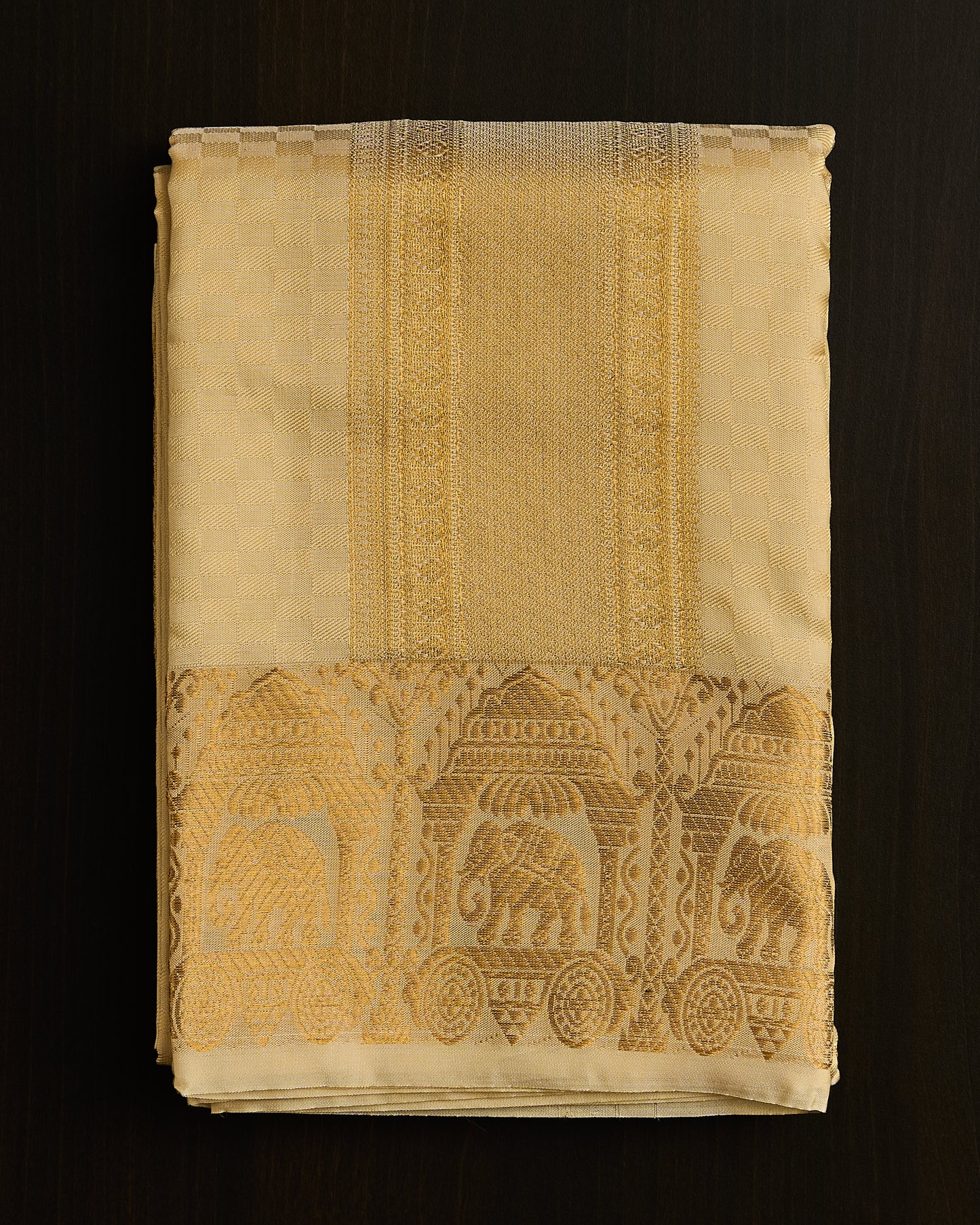 Semi Silk Elephant Border Embossed Dhoti set 8*4+2.50
