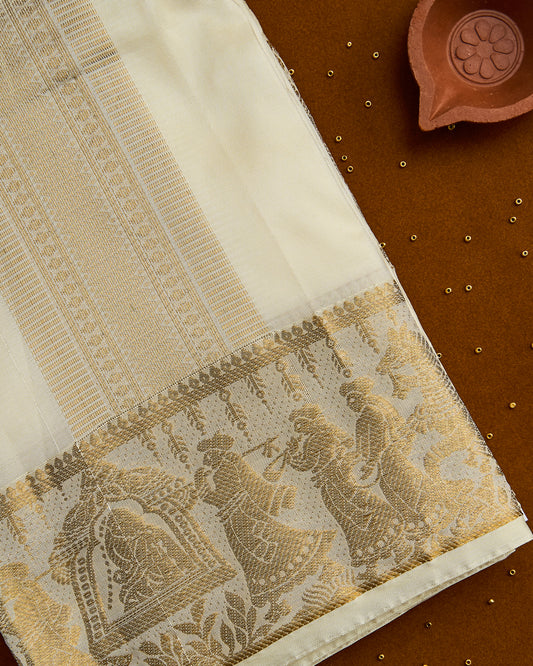 Semi Silk Pallaku Border Dhoti set 8*4+2.50