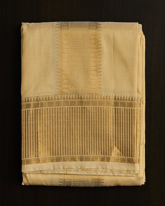 Semi Silk 4” Border Dhoti set 8*4+2.50