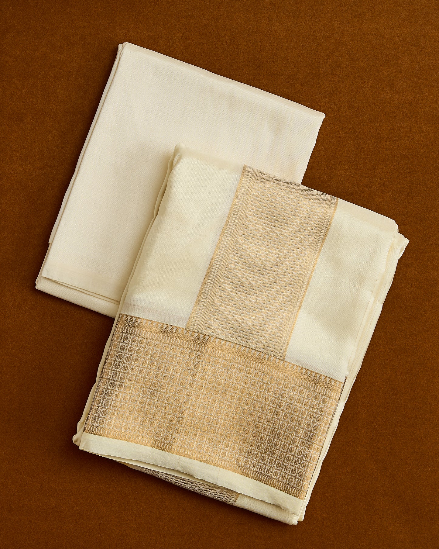 Semi Silk 4” Border Dhoti set 8*4+2.50