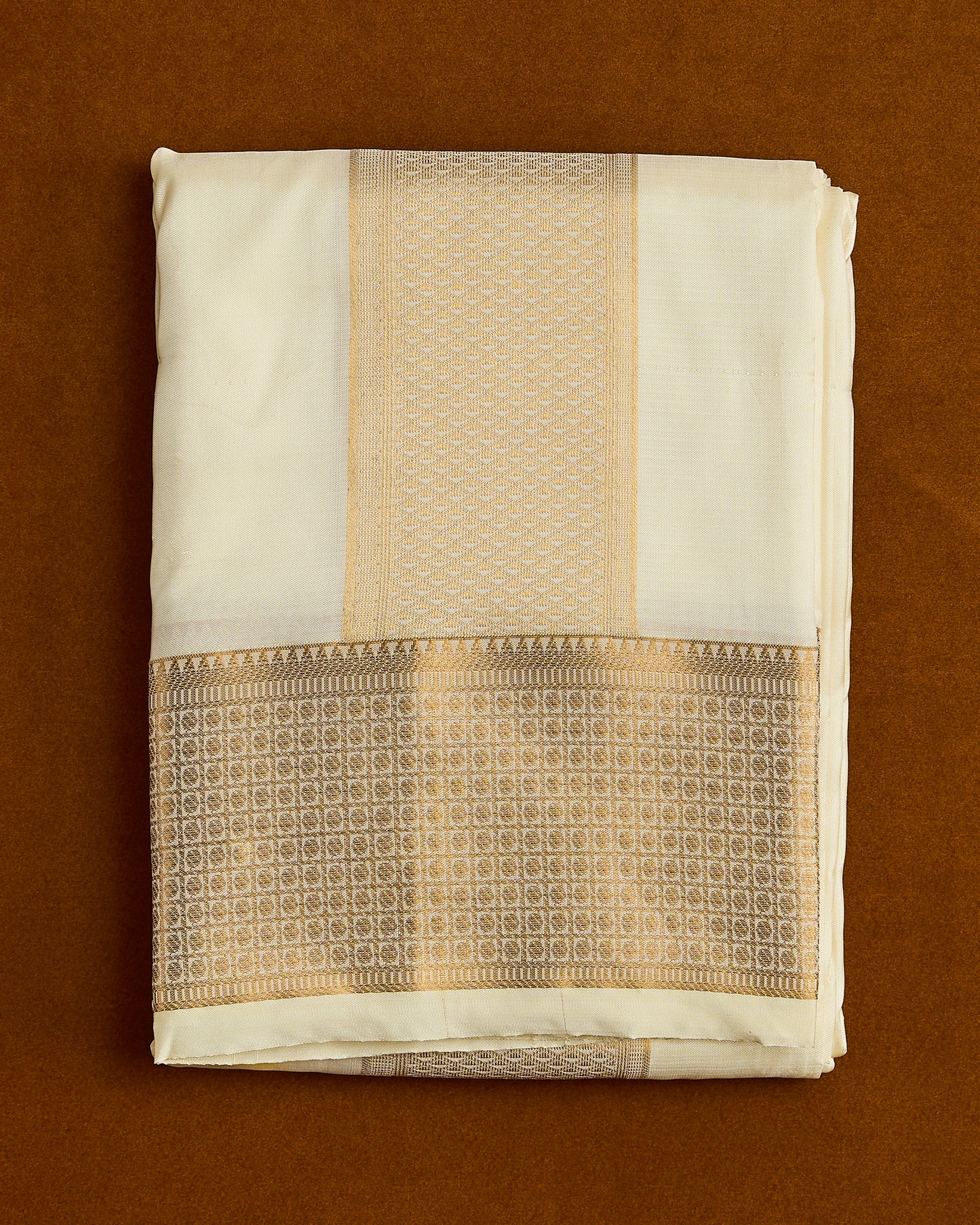 Semi Silk 4” Border Dhoti set 8*4+2.50