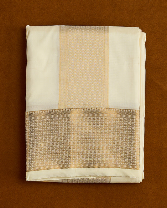 Semi Silk 4” Border Dhoti set 8*4+2.50