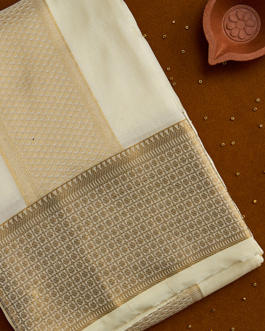 Semi Silk 4” Border Dhoti set 8*4+2.50