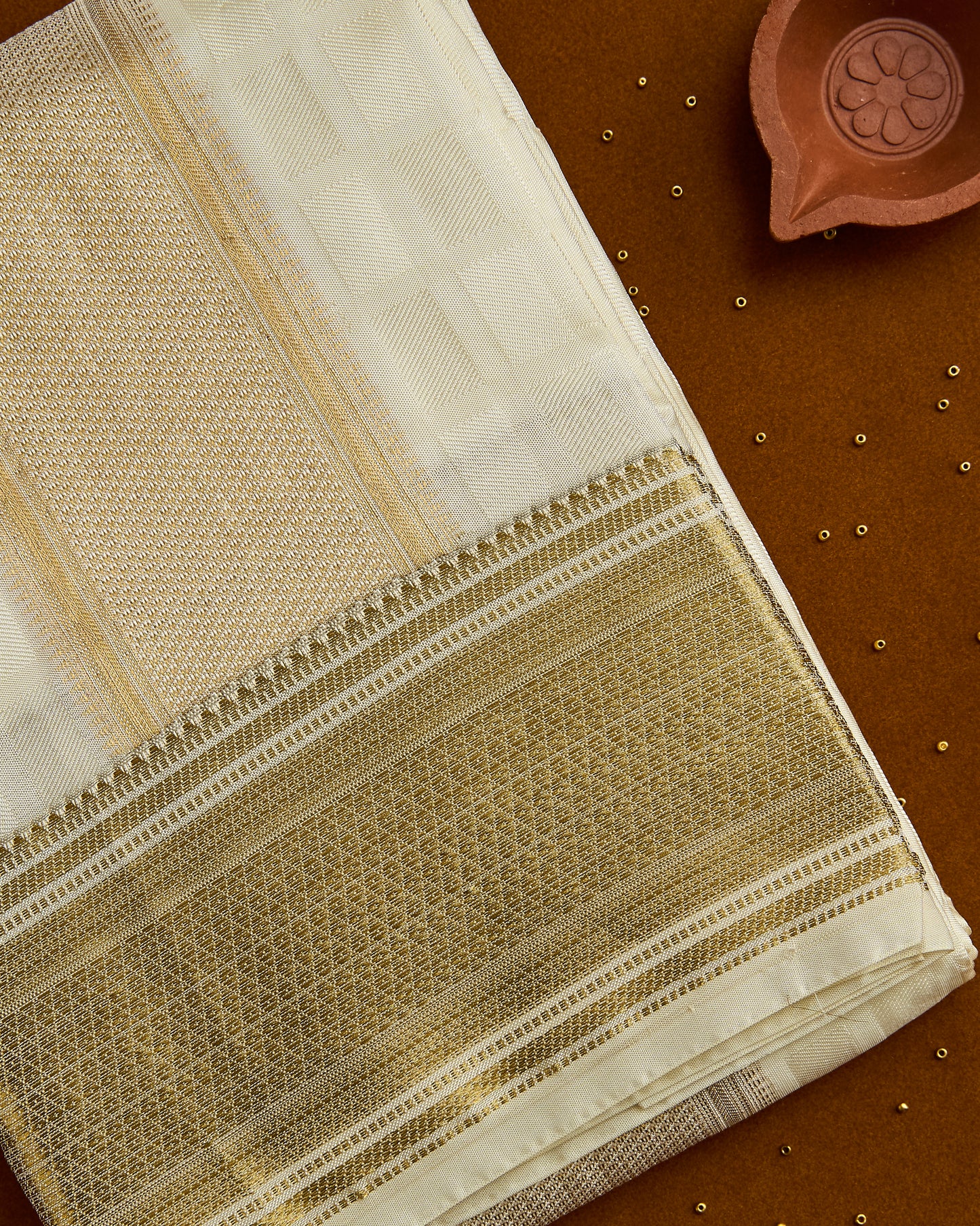 Semi Silk Embossed Dhoti set 8*4+2.50