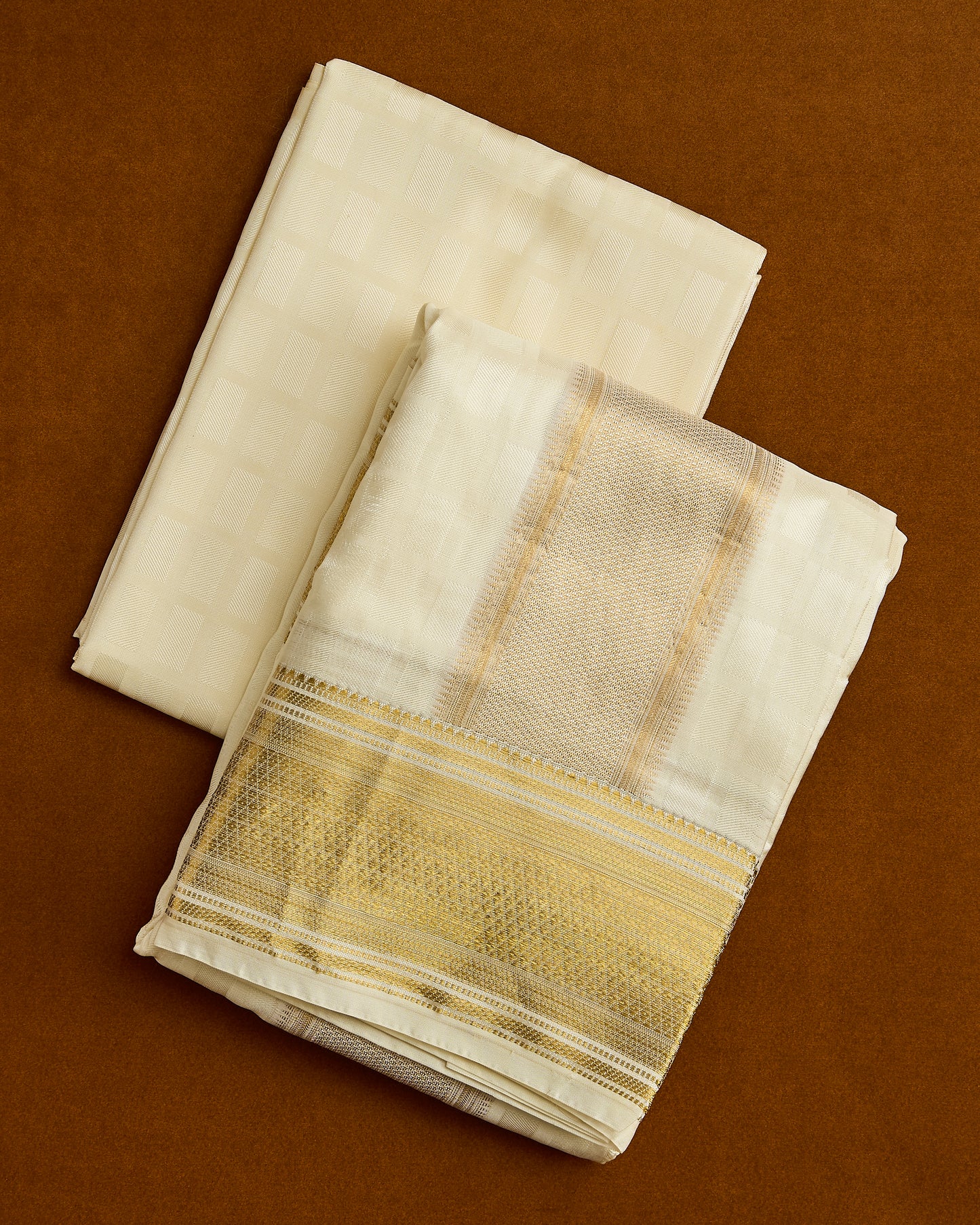 Semi Silk Embossed Dhoti set 8*4+2.50