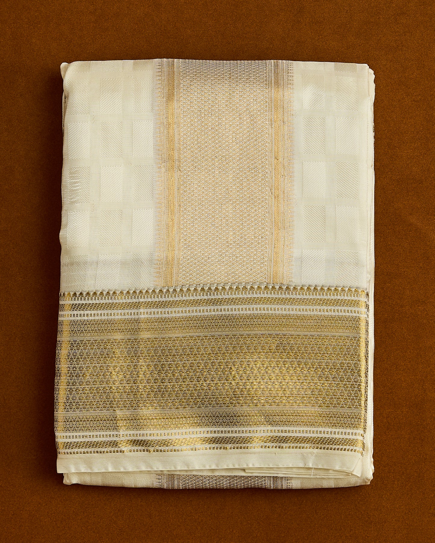 Semi Silk Embossed Dhoti set 8*4+2.50