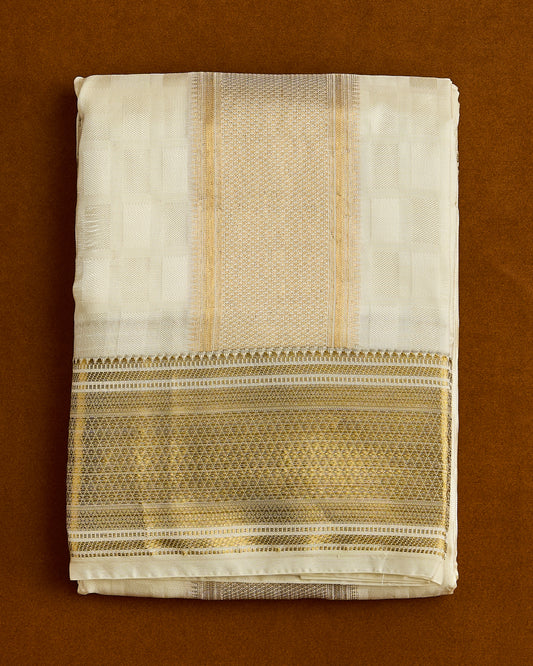 Semi Silk Embossed Dhoti set 8*4 + 2.50 (3in1)
